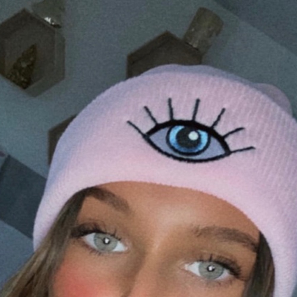 🧿 Pink Evil Eye Knit Beanie